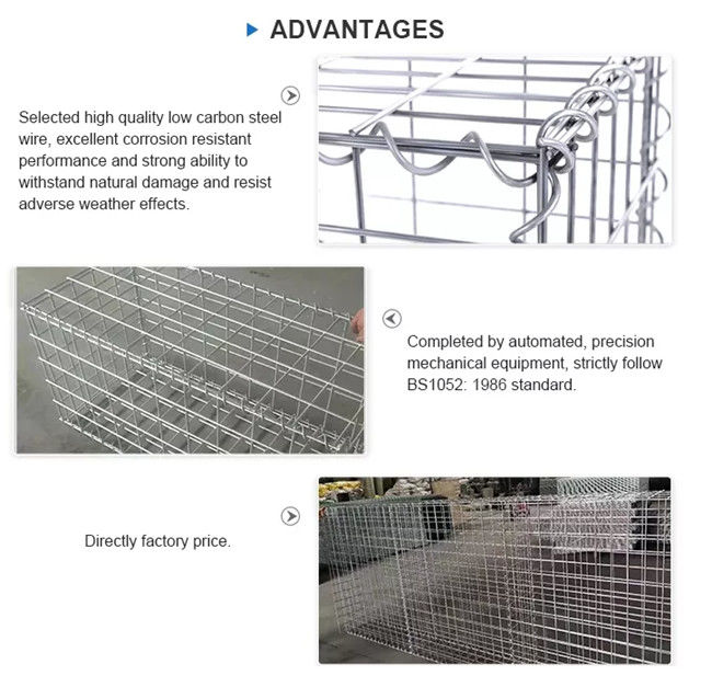 Diy 2x1x1m ενωμένο στενά κλουβί καλαθιών διατηρώντας τοίχων Gabions πλέγματος διακοσμητικό 0