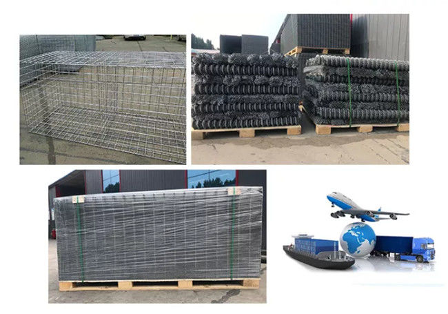 Το PVC έντυσε 1m X 1m X 1m ενωμένο στενά Gabion πλέγμα χαλύβδινων συρμάτων σταθερότητας κιβωτίων υψηλό 2
