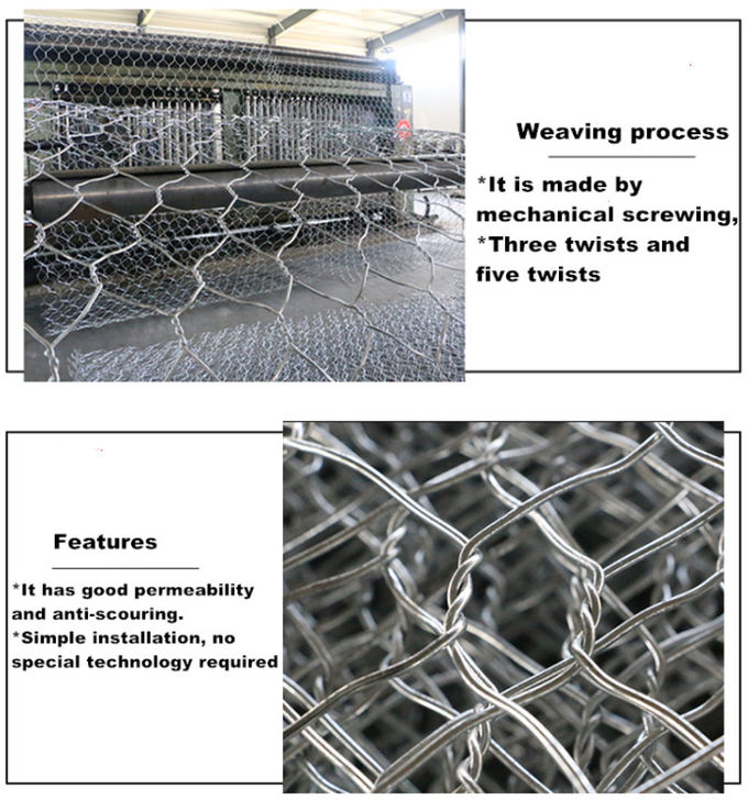 Τα βαριά καλάθια 2.8mm πλέγματος Gabion ψευδάργυρου Hexagon λιθοστρώνουν το γεμισμένο τοίχο πλέγματος καλωδίων 0