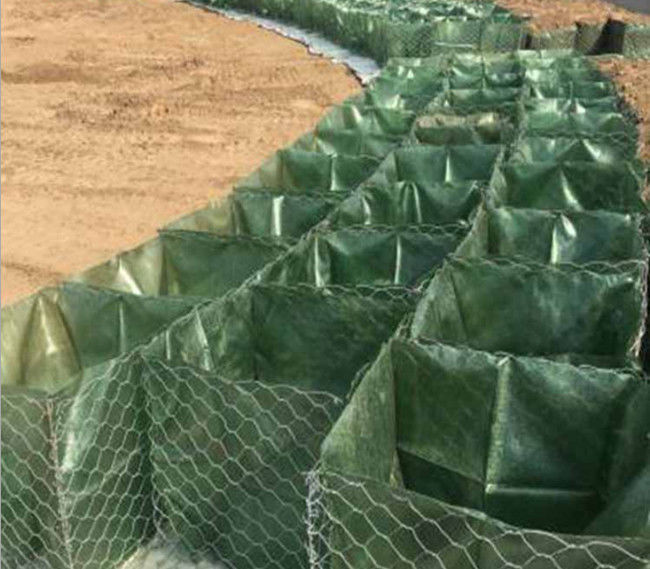 SGS ISO 80x100mm εξαγωνικό κλουβί καλαθιών Gabion με την πράσινη τσάντα Geotexile 1