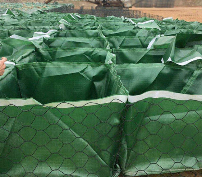 SGS ISO 80x100mm εξαγωνικό κλουβί καλαθιών Gabion με την πράσινη τσάντα Geotexile 0