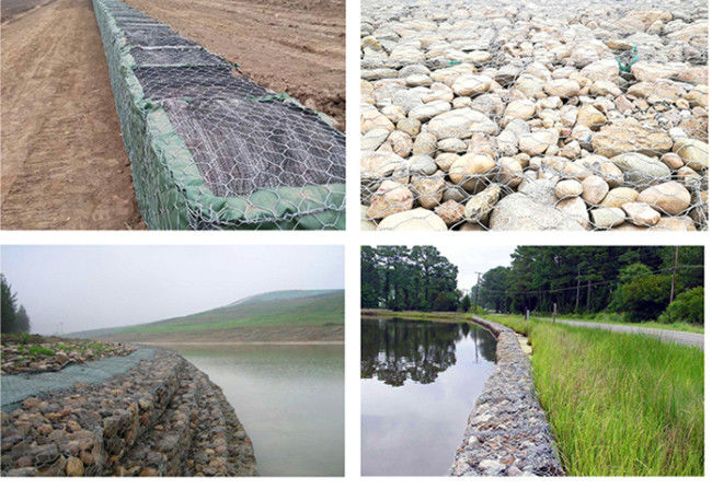 Revetment εξαγωνικός καυτός βυθισμένος γαλβανισμένος ψευδάργυρος κιβωτίων 270g/M2 Gabion που ντύνεται 4