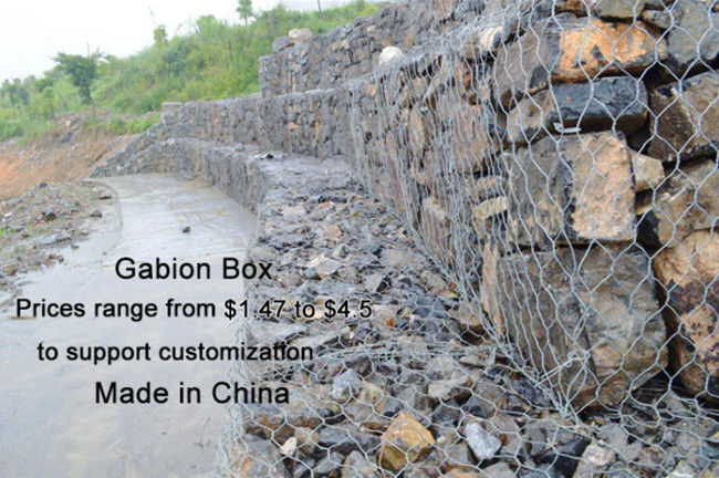 PE κιβωτίων 60mm×80mm 4x1x1m Gabion που ντύνεται εξαγωνικό για την προστασία ακτών 2