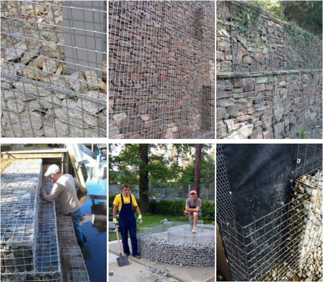 4 X 1 X 1 ενωμένο στενά Gabion Μ τοίχος πλέγμα εξωραϊσμού με το σπειροειδές καλώδιο 4mm 3