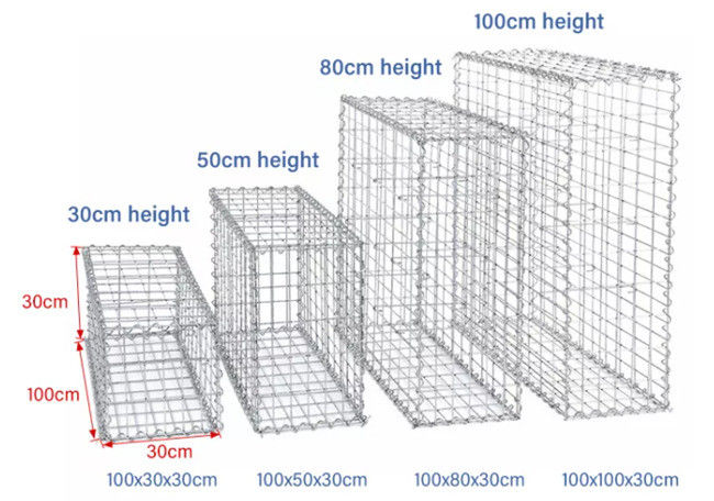 100 X 80 X 30cm γαλβανισμένο κιβώτιο Gabion ένωσαν στενά τον ενισχυμένο πέτρινο φράκτη 1